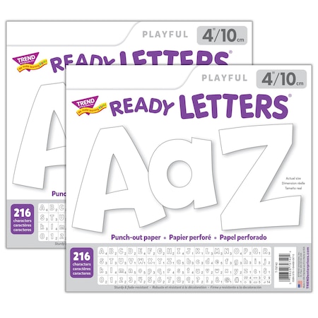 Trend White 4in. Playful Combo Ready Letters, 432PK T79740